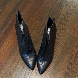 Vince Camuto Black Croc-Embossed Ankle Boots